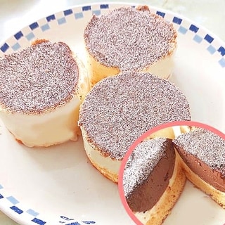 バレンタインに！チョコとホワイトのレアチーズケーキ